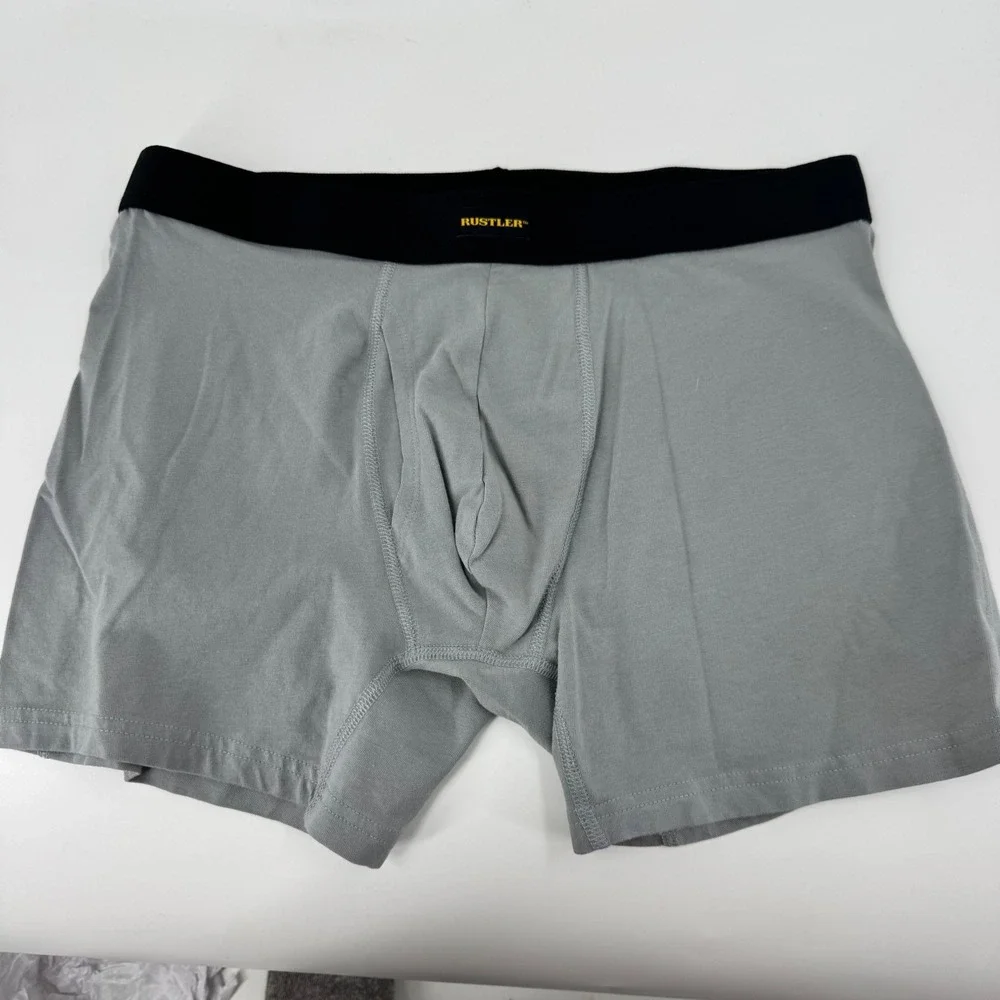 Rustler Wrangler Mens Boxer Briefs Grey Cotton Spandex L 36 38 Comfort Waistband